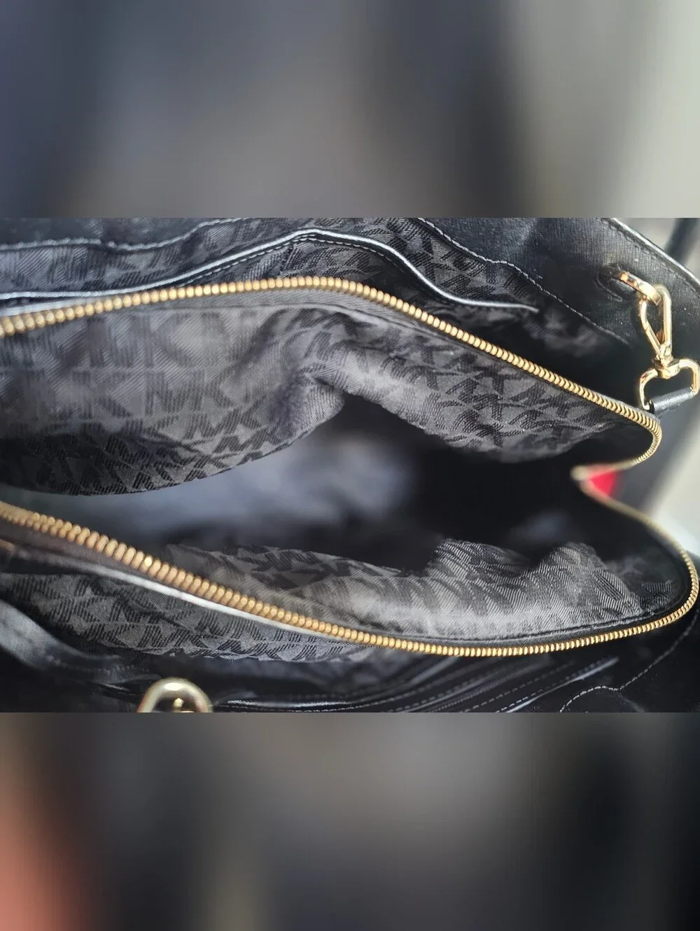 Michael Kors Black Leather Dome Satchel with Gold Hardware